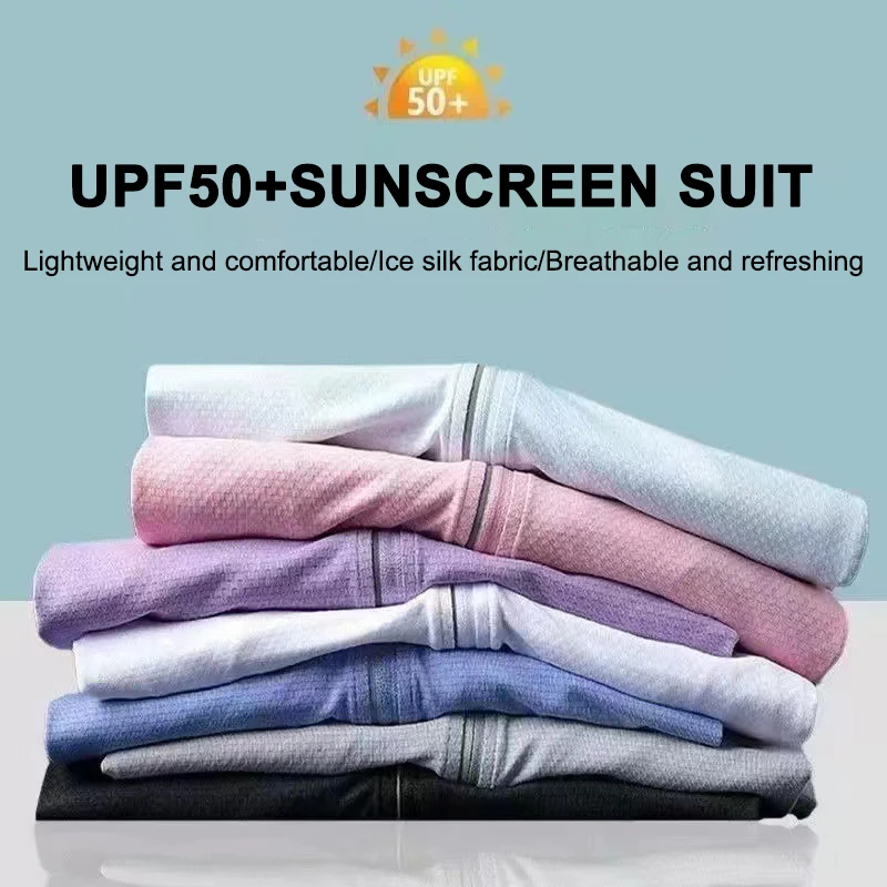 UPF 50+ Ice Silk UV Sun Protection Clothing Women Men Zip Up Hoodie Long Sleeve Outdoor