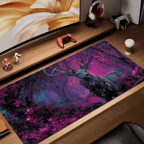 Mysterious flowers and deer anime Mouse Pad rubber anti-slip Desk Mat gaming mats gamer pc accessories keypad expansion mousepad