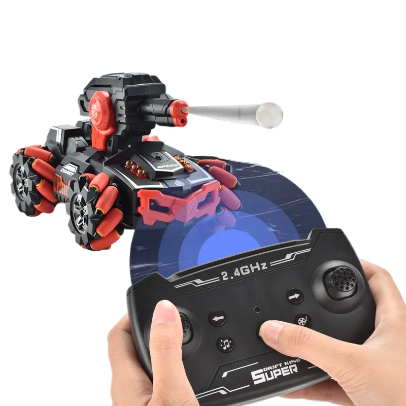 Water bullet mecha battle tank, remote control electric, gesture sensing, four-wheel drive off-road tank,  long-range ejection