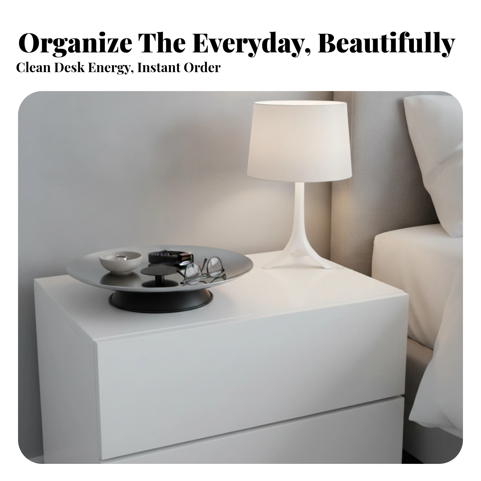Round Tray with Pedestal Base Minimalist Pedestal Tray Sculptural Raised for Coffee Table, Entryway