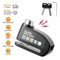 Bloqueo de alarma para motocicleta, bloqueo de disco de bicicleta, advertencia de 130DB, aleación de seguridad antirrobo, candado de Rotor de freno impermeable, bloqueo de freno de disco
