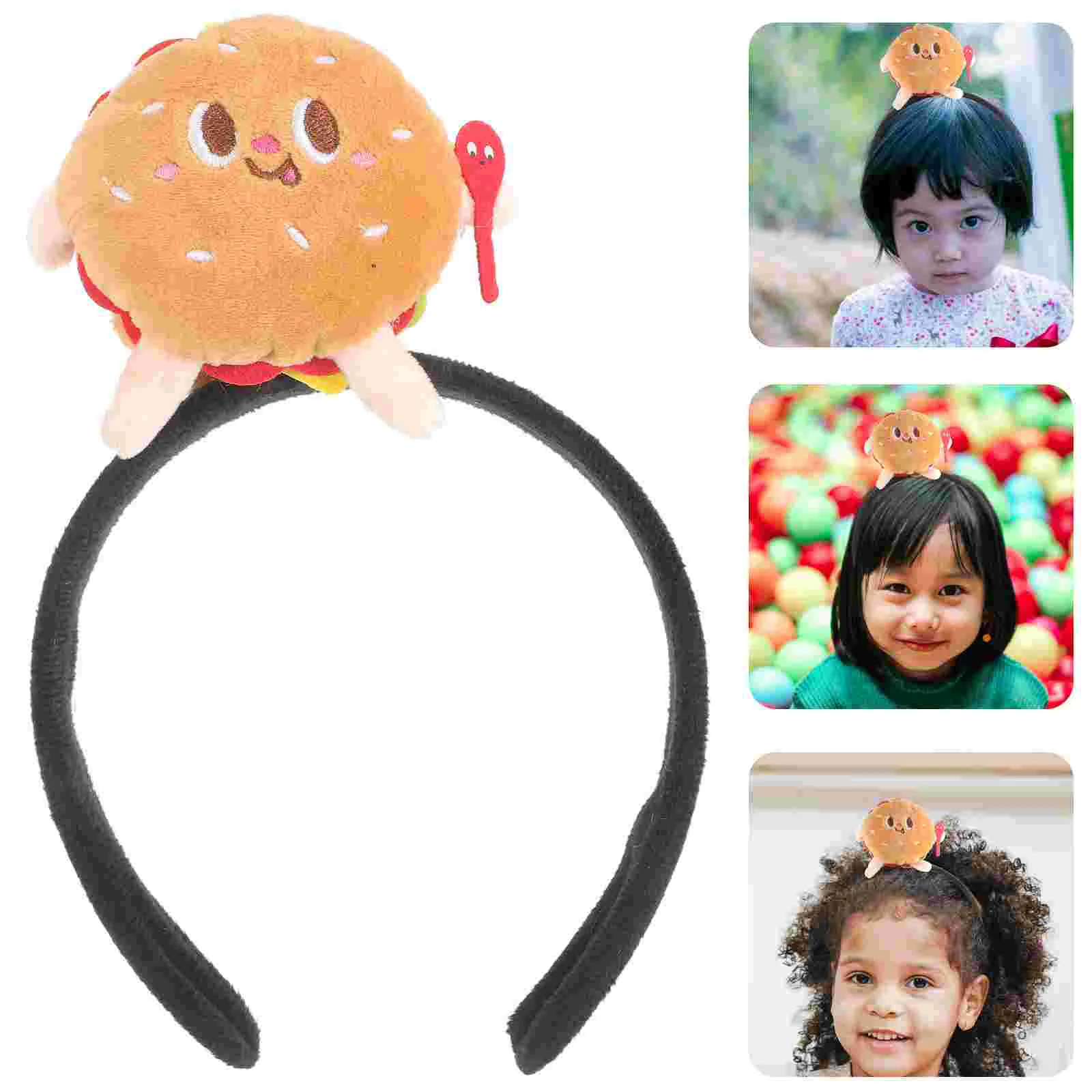  Fashion Accessories Cosplay Headband Hamburger Adult Funny Headbands for Women Hair Headdress