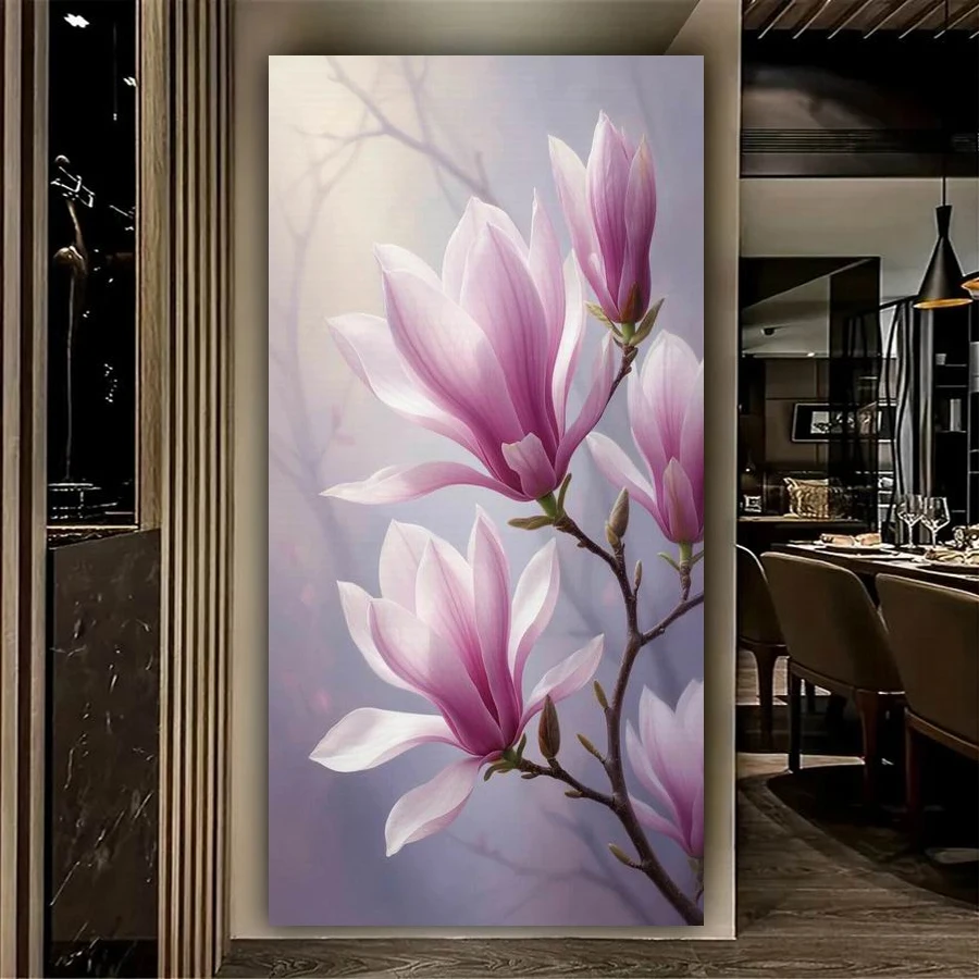 

Алмазная вышивка Yulan Flower DIY: большой набор для вышивания мозаикой с магнолией, полная квадратная/круглая выкладка, картина для декора стен