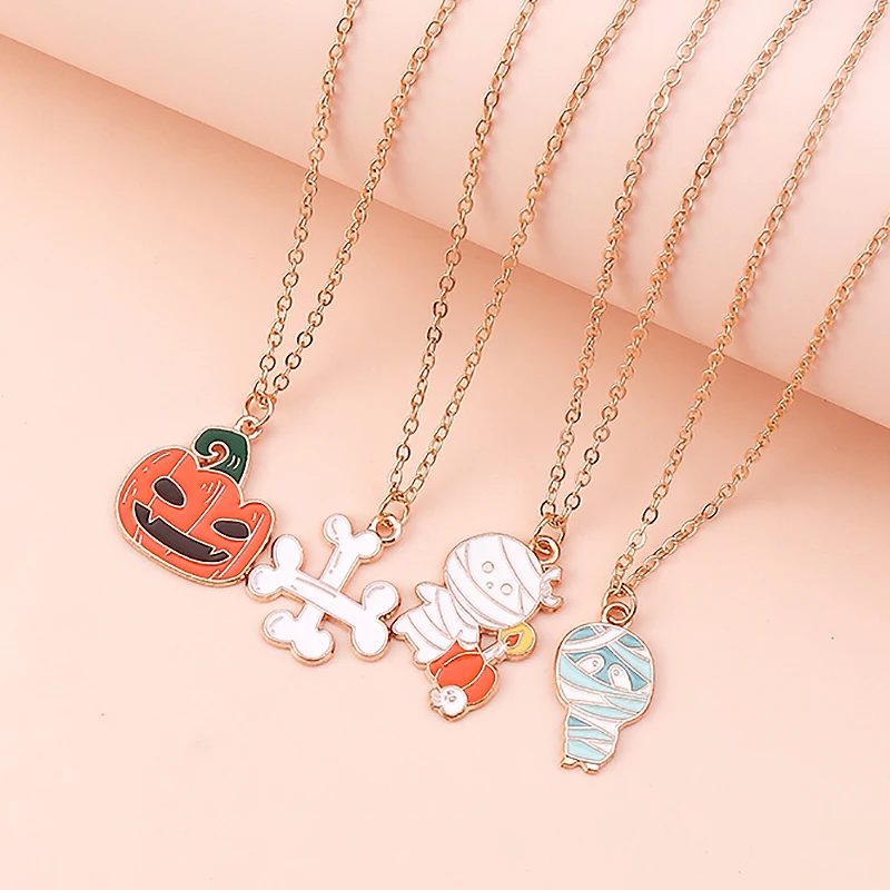 Women's Cute Enamel Halloween Necklace Set