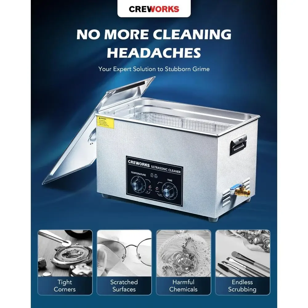 30L Ultrasonic Cleaner 600W Heater Timer 304 Stainless Steel Sonic Parts Cleaner 40kHz Deep Cleaning Machine