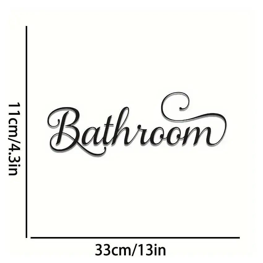 Metal Bath Sign Wall Decor, Cursive Bath Lettering, Iron Hanging Art for Bathroom, Elegant Home Office Gift