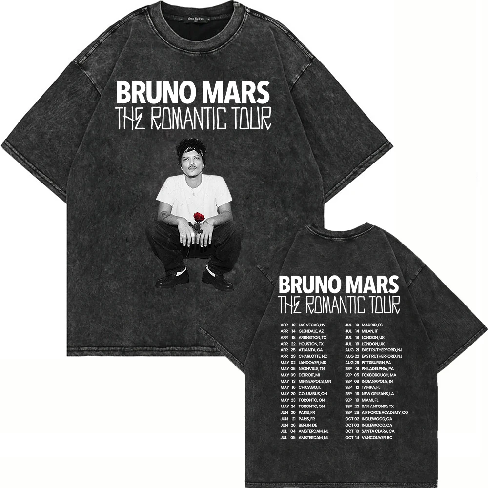 100% Cotton Vintage Washed Bruno Mars The Romantic Tour 2026 T