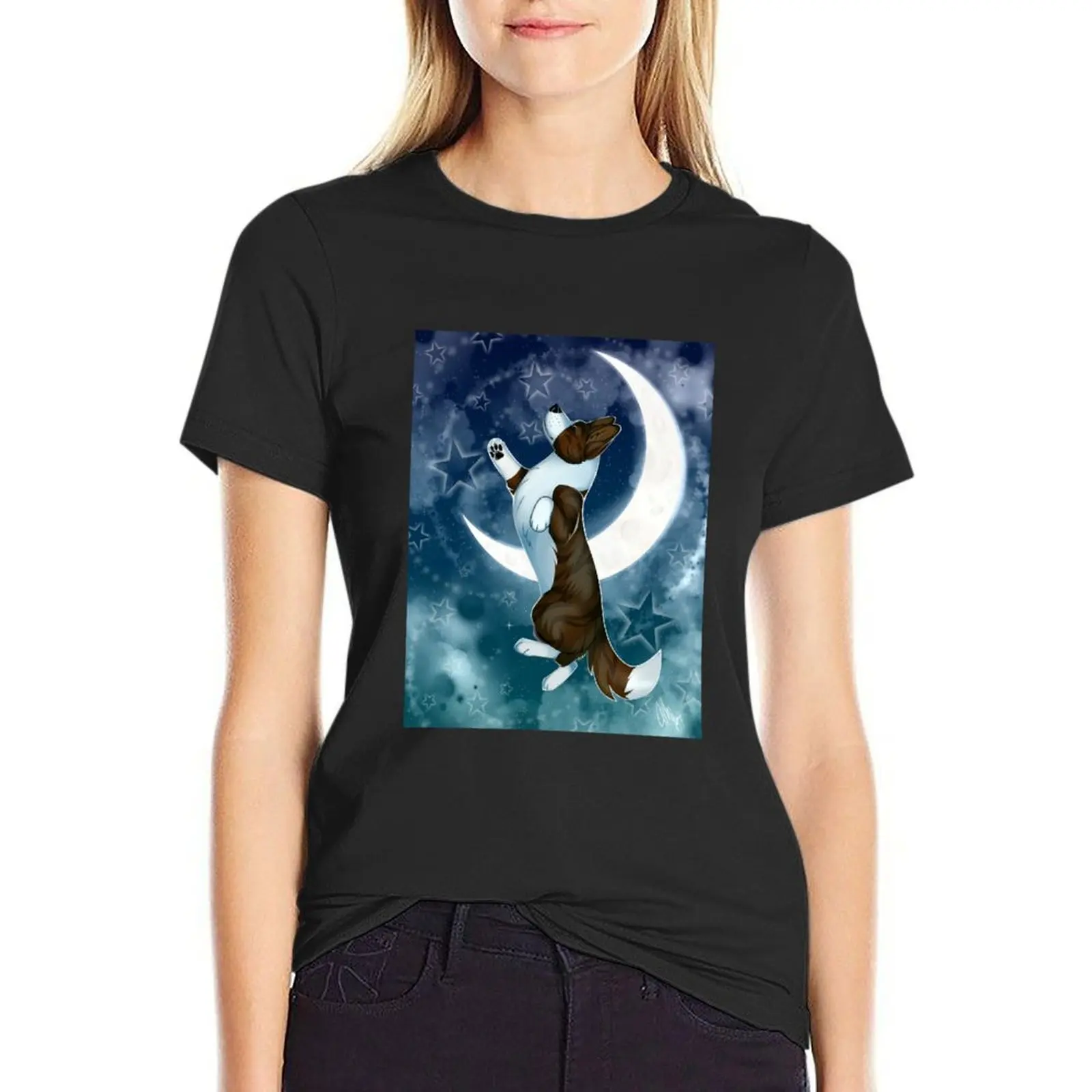 Reach For The Stars - Cardigan Welsh Corgi T-Shirt vintage customs cropped t shirts for Women