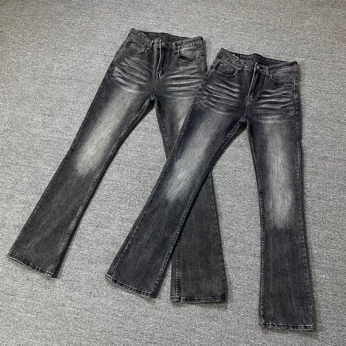 Men's Street Vintage Black-gray Skinny Jeans Casual Spring Pants Boys Bottom High Waist Sweatpants Male Flare Denim Trousers