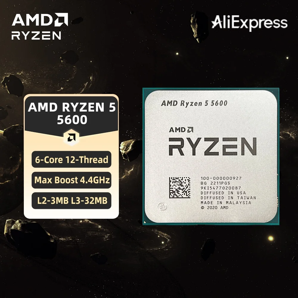 

Процессор AMD Ryzen 5 5600 Процессор AMD R5 5600, 4,4 ГГц, 6 ядер, 12 потоков, 32 МБ кэш-памяти, разъем AM4, игровой ПК для настольных ПК