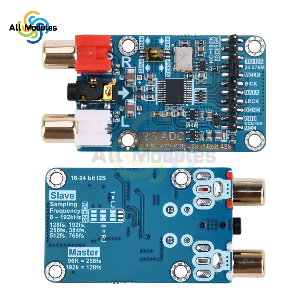 Diymore I2S ADC Audio I2S Capture Card Module Master-Slave Mode Development Board 24BIT 192K 96K 48K