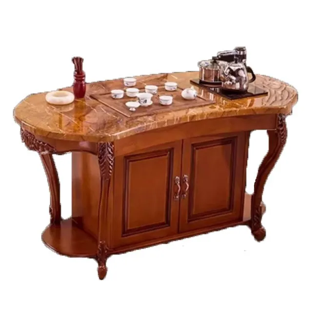 CXX American solid wood tea table with marble home office meeting tea table