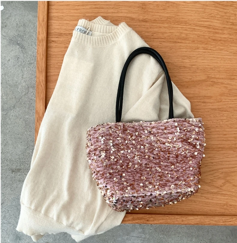 2024 New Sequined Shoulder Bags Chic Unique Design Bucket Bag Shing Basket Bag Crossbody Bag Designed Bolsas