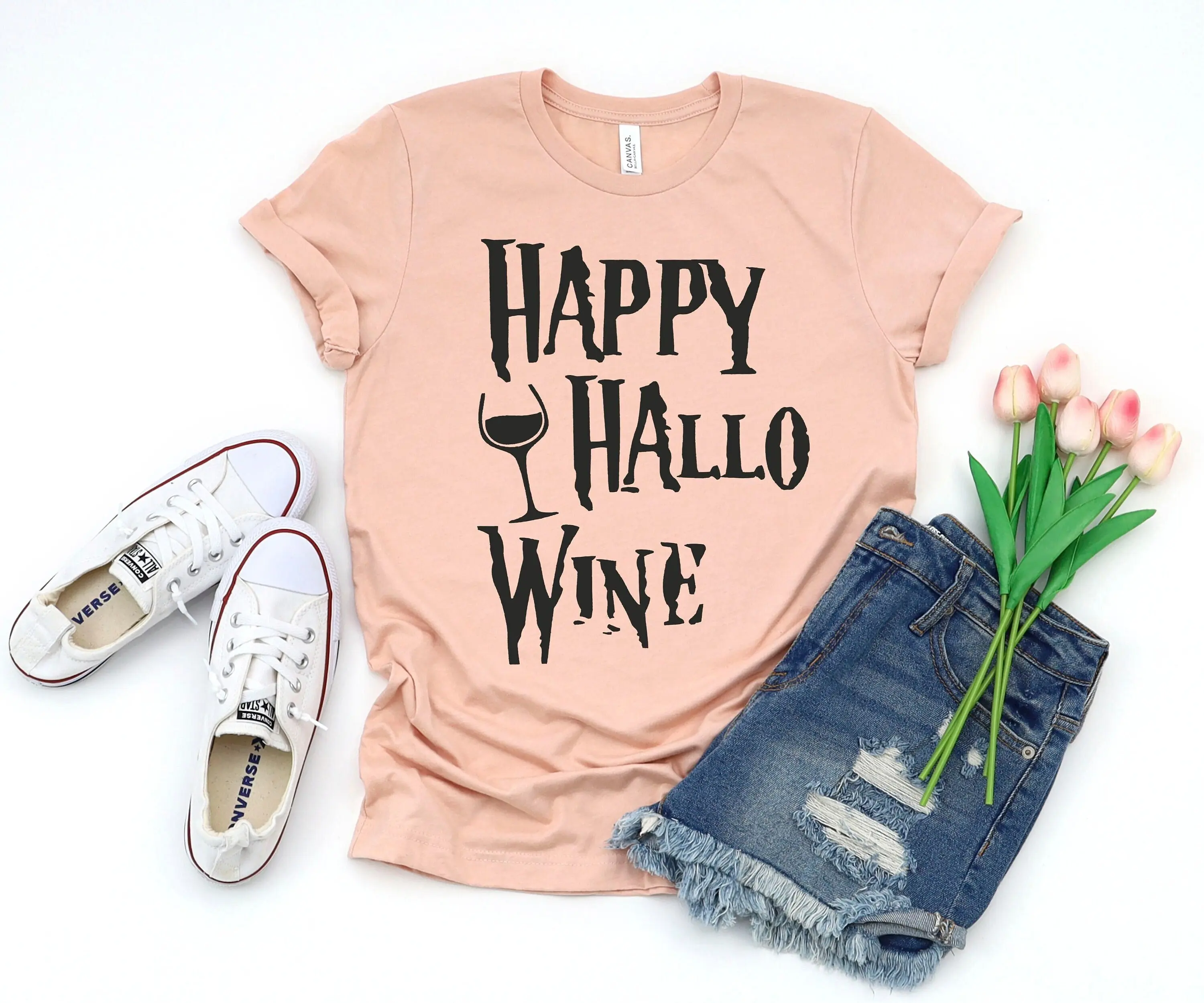 Happy Hallo Wine T Shirt Halloween Tasting For Women Party