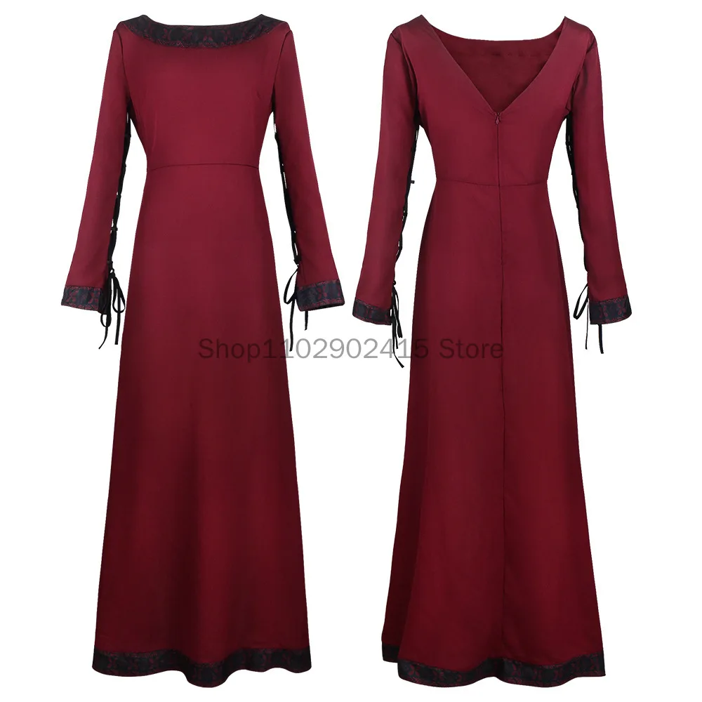 2023 Medieval Women Long Sleeve Maxi Robe Vintage Fairy Elven Dress Renaissance Celtic Viking Gothic Clothing Fantasy Ball Gown