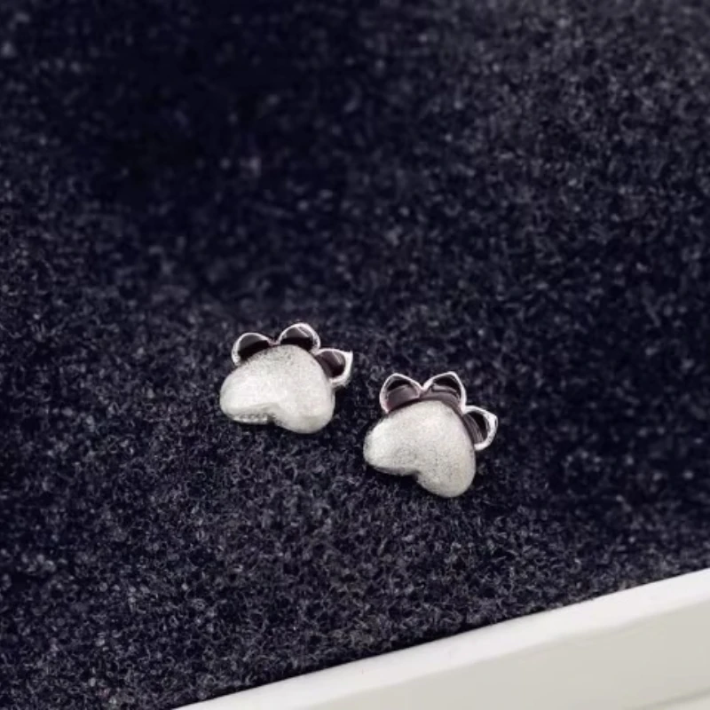 Real 925 Sterling Silver cat print Earrings for Women Girls Gift Hot Fashion sterling-silver-jewelry Women Earrings