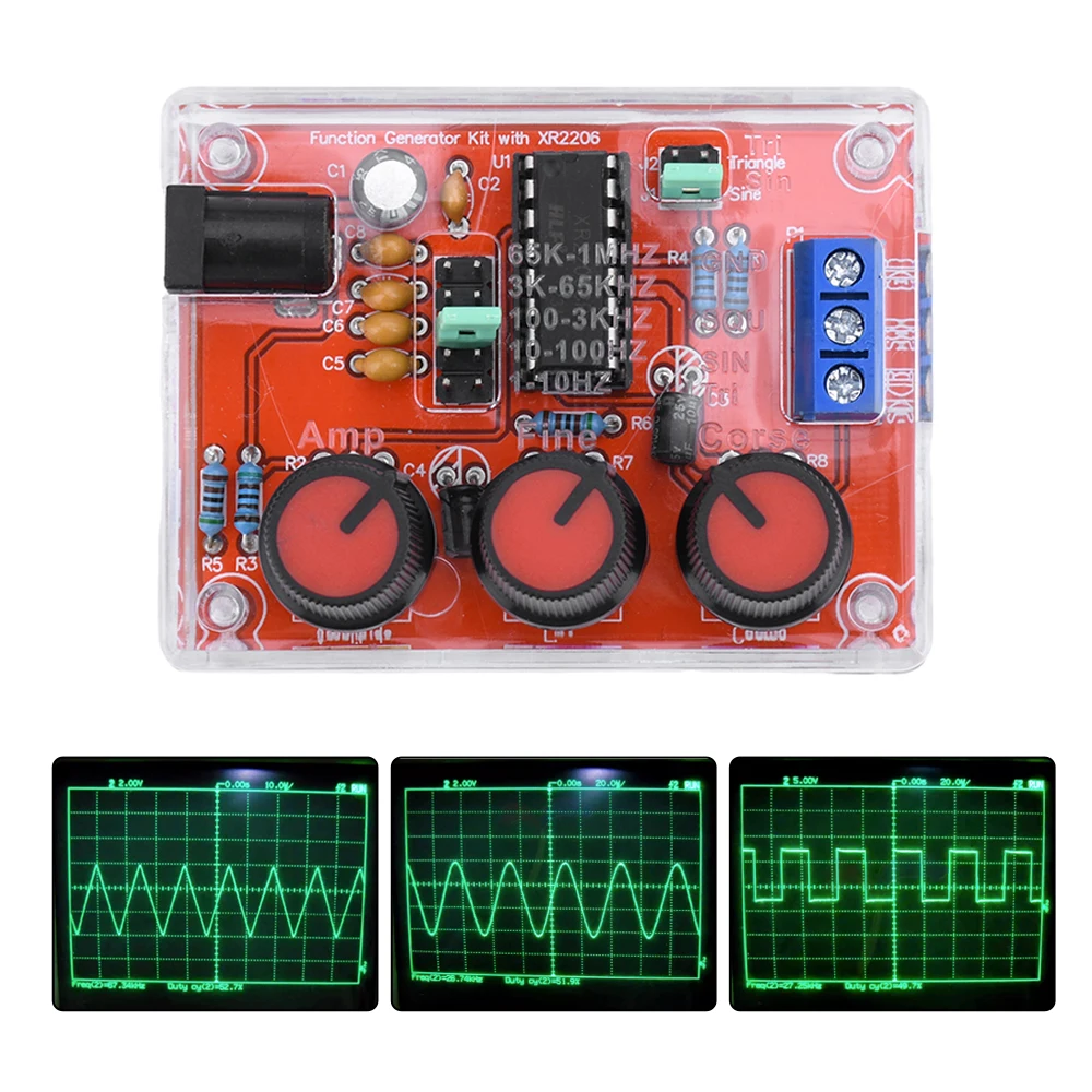 XR2206 High Precision Signal Generator DIY Kit Sine Triangle Square Waves 1Hz 1MHz Frequency Range Adjustable Frequency