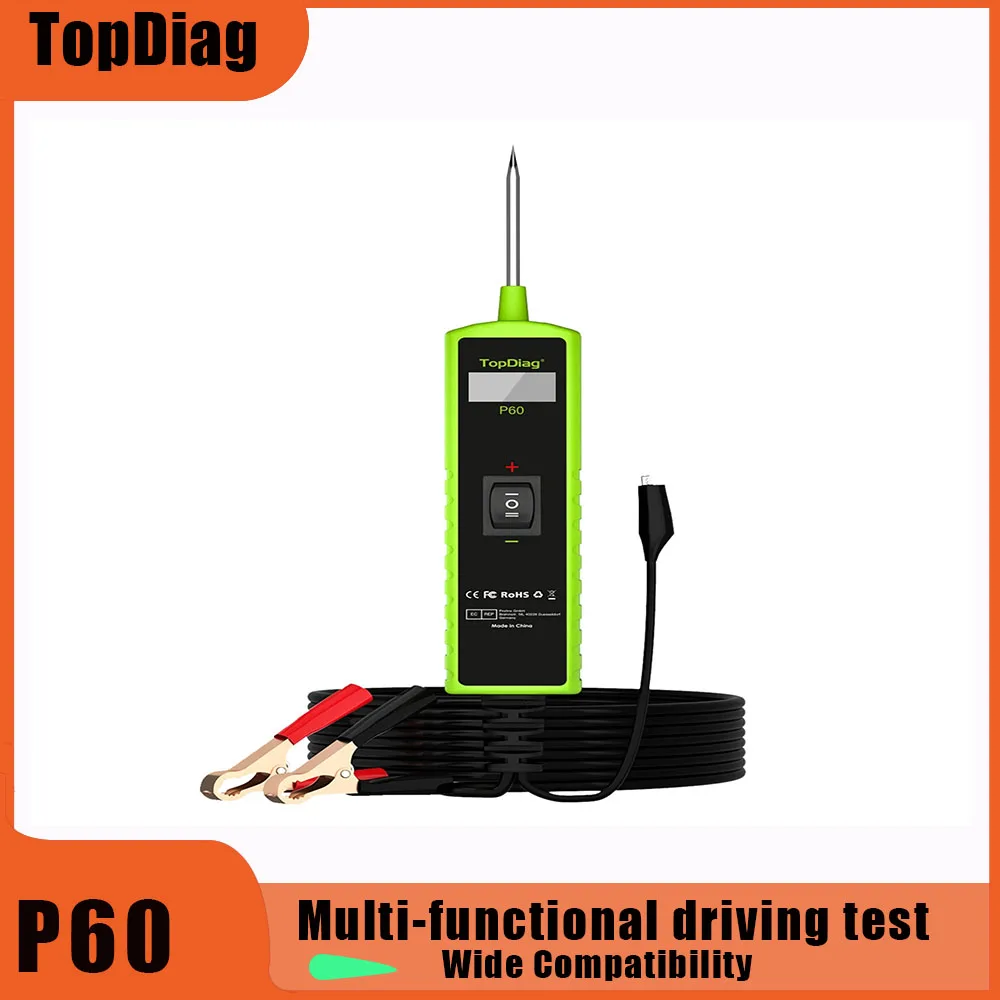 TopDiag P60 Auto Tester Car Electrical System Short Tester 6-30V with Function Flashlight Component Activation Diagnostic Tools