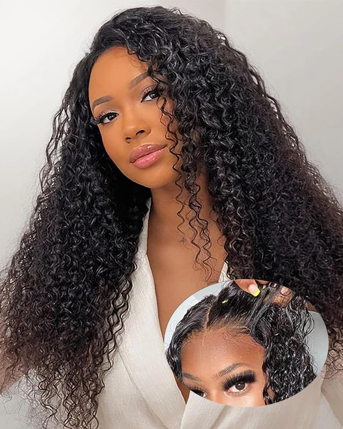

4x4 Lace Closure Glueless Wigs Human Hair Pre Plucked Pre Cut Reay to Wear and Go 100% Human Hair Curly Wave Glueless Wig