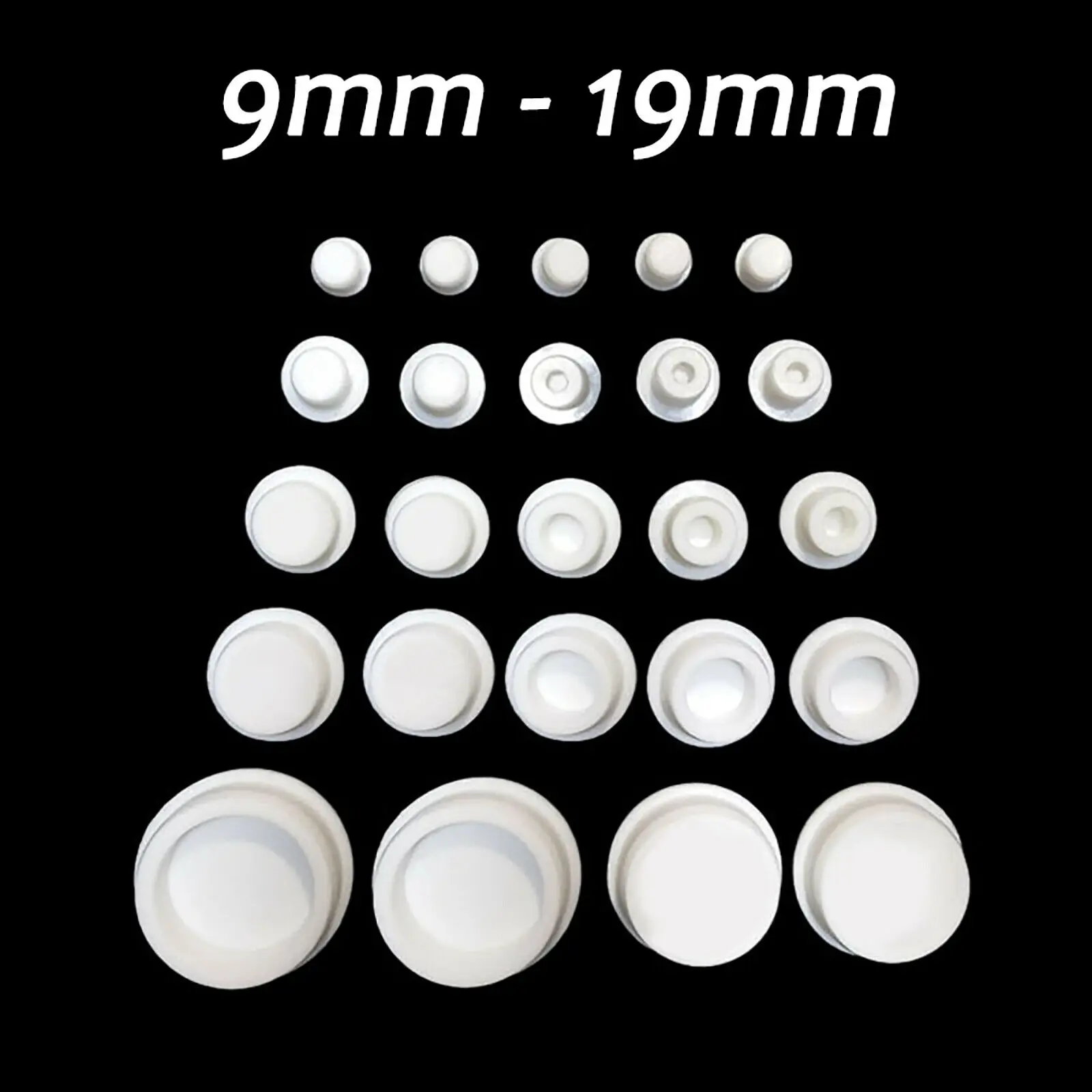 White Round Silicone Rubber Seal Hole Plugs Blanking End Caps Seal Bung Tube Pipe Inserts Plug 9mm-19mm