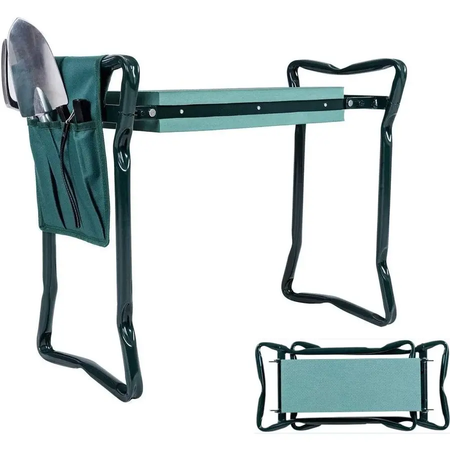 

Garden Kneeler Seat, 2in1 Outdoor Garden Bench w Tools Pouch amp Padded Cushion, Heavy Duty Portable Yard Stool for Patio Garden