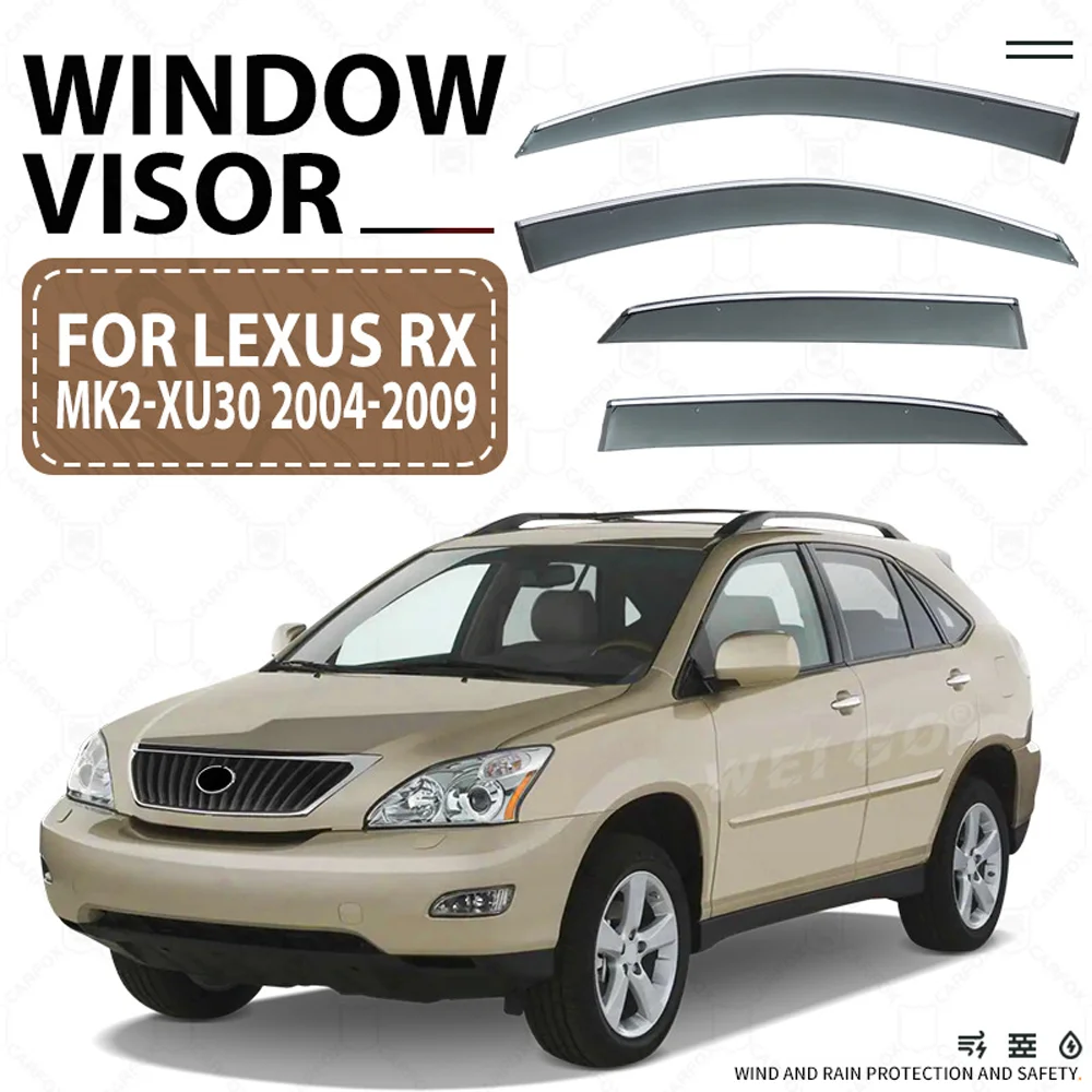

Chrome Strips Rain Guards for LEXUS RX (XU30) 2003-2009 Window Visor Wind Deflectors Door Visor Vent Shades Ventvisor