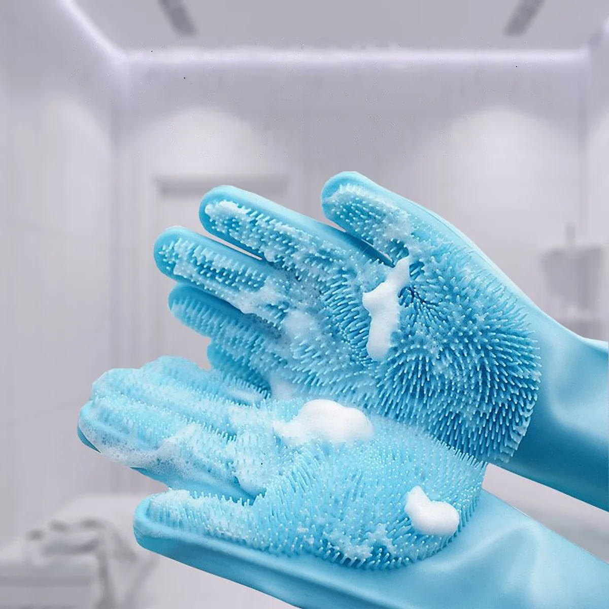 Guantes de limpieza para el cuidado de mascotas, guante de baño para perros y gatos, champú, depurador, limpiador mágico para lavavajillas, esponja, guante de depilación de silicona