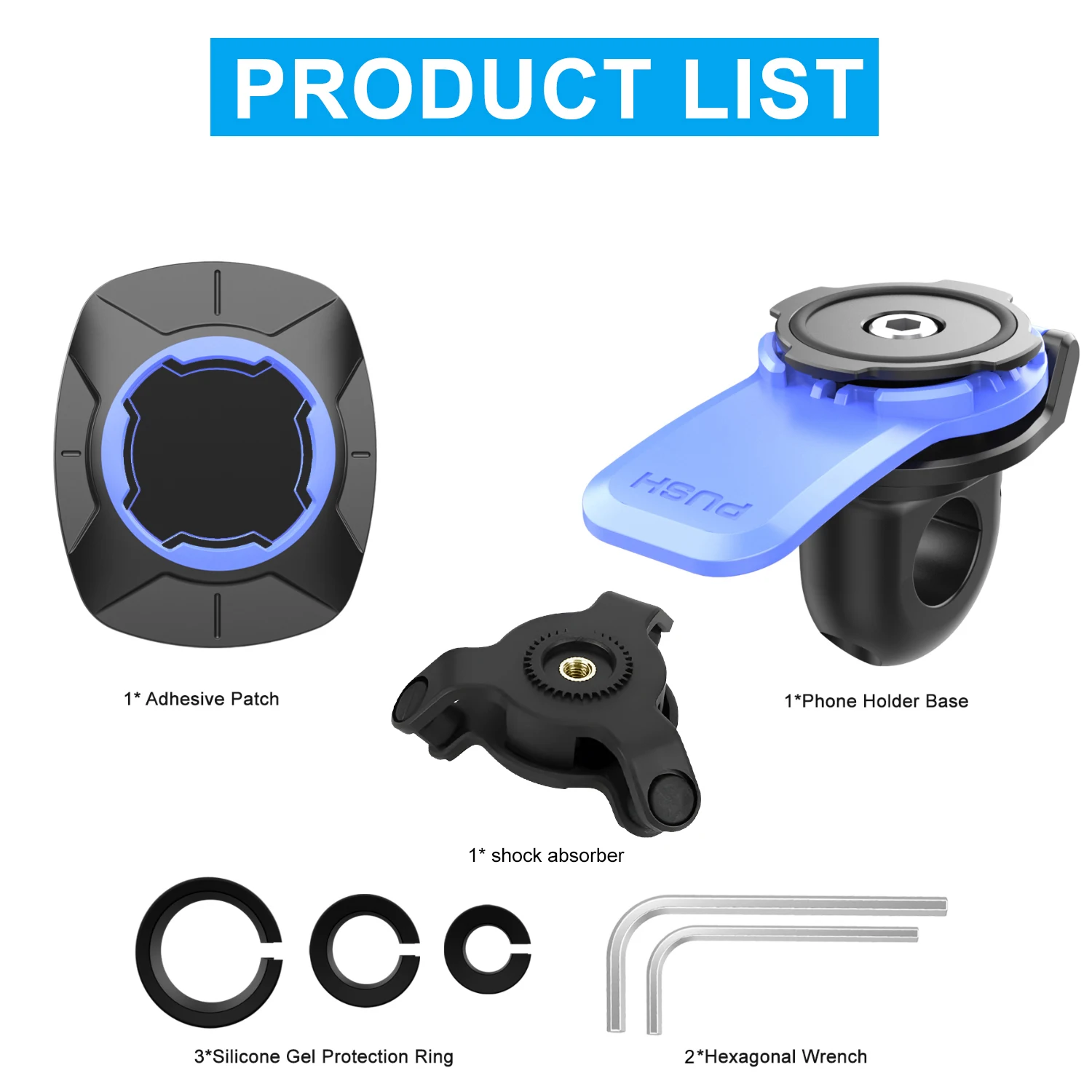 진동 방지 기능이 있는 오토바이 미러 폰 마운트 - 도난 방지 핸들바 클램프 10-14mm, 자전거/스쿠터/ATV에 적합(흔들림 방지)