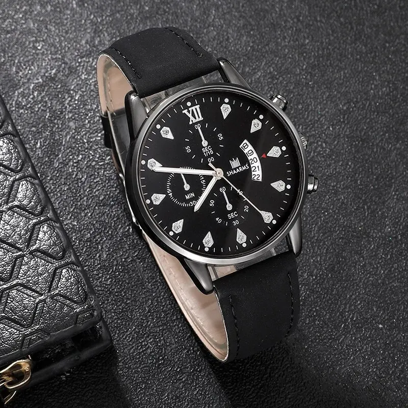 Black Watch for Men Luxury Big Dial Calendar Display Men\'S Sports Watch Fashion Mens Quartz Wristwatch Business Casual Clock