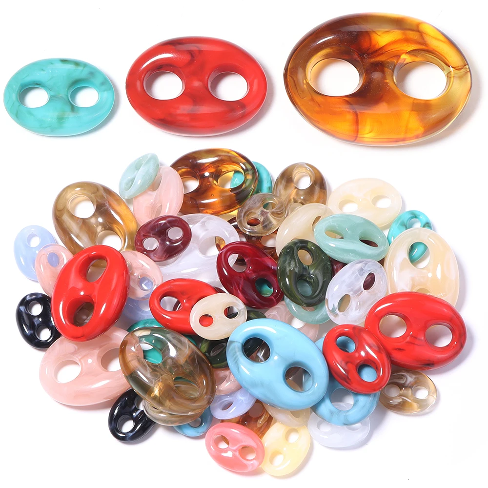 5-10 Stück/Lot Acryl-Schweinenasen-Anhänger, bunte Verbinder mit zwei Löchern für DIY handgemachte Armbänder, Schlüsselanhänger, Zubehör