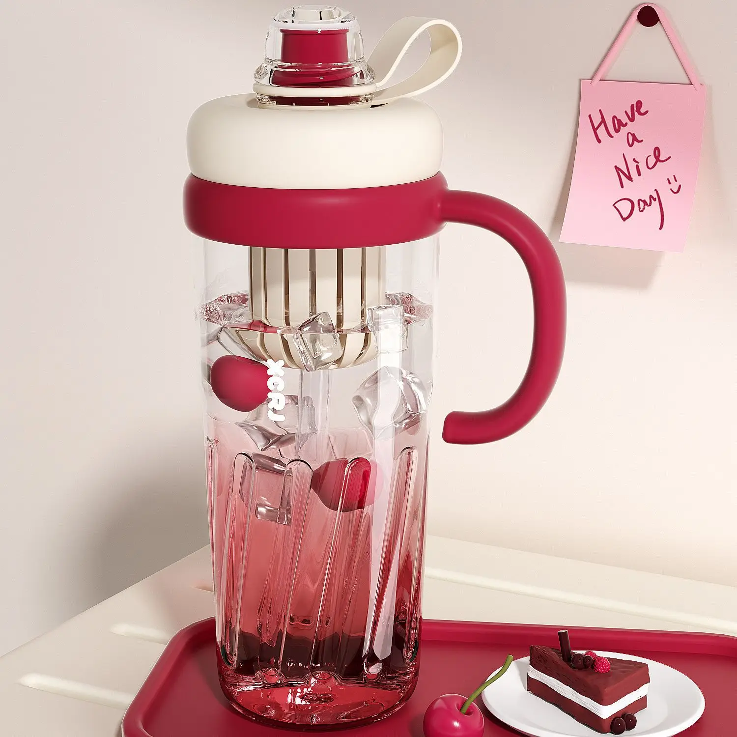 

1PCS 950ml Plastic Cup Girls Large-capacity Straw Water Cup Students High-value Outdoor Portable High Temperature Water Cup