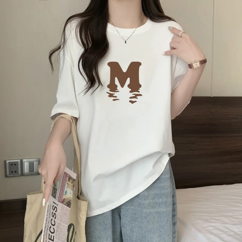 Harajuku stile coreano Kawaii grafica stampata t-shirt donna estate girocollo Casual Versatile semplice a maniche corte Unisex