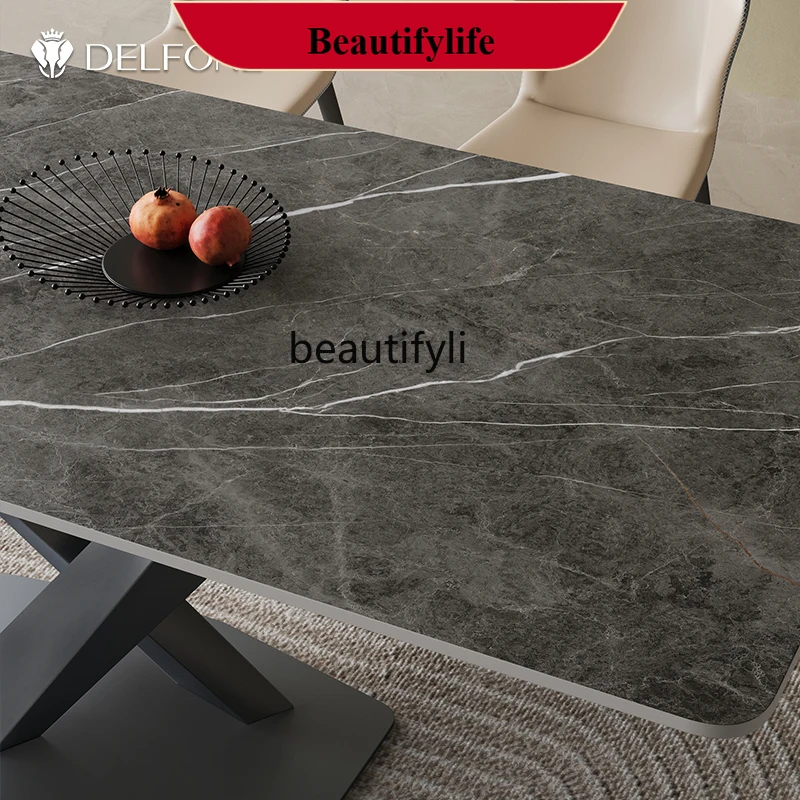 

z183 YH Stainless steel dining table Small apartment household rice Italian light luxury simple dining table and chairs