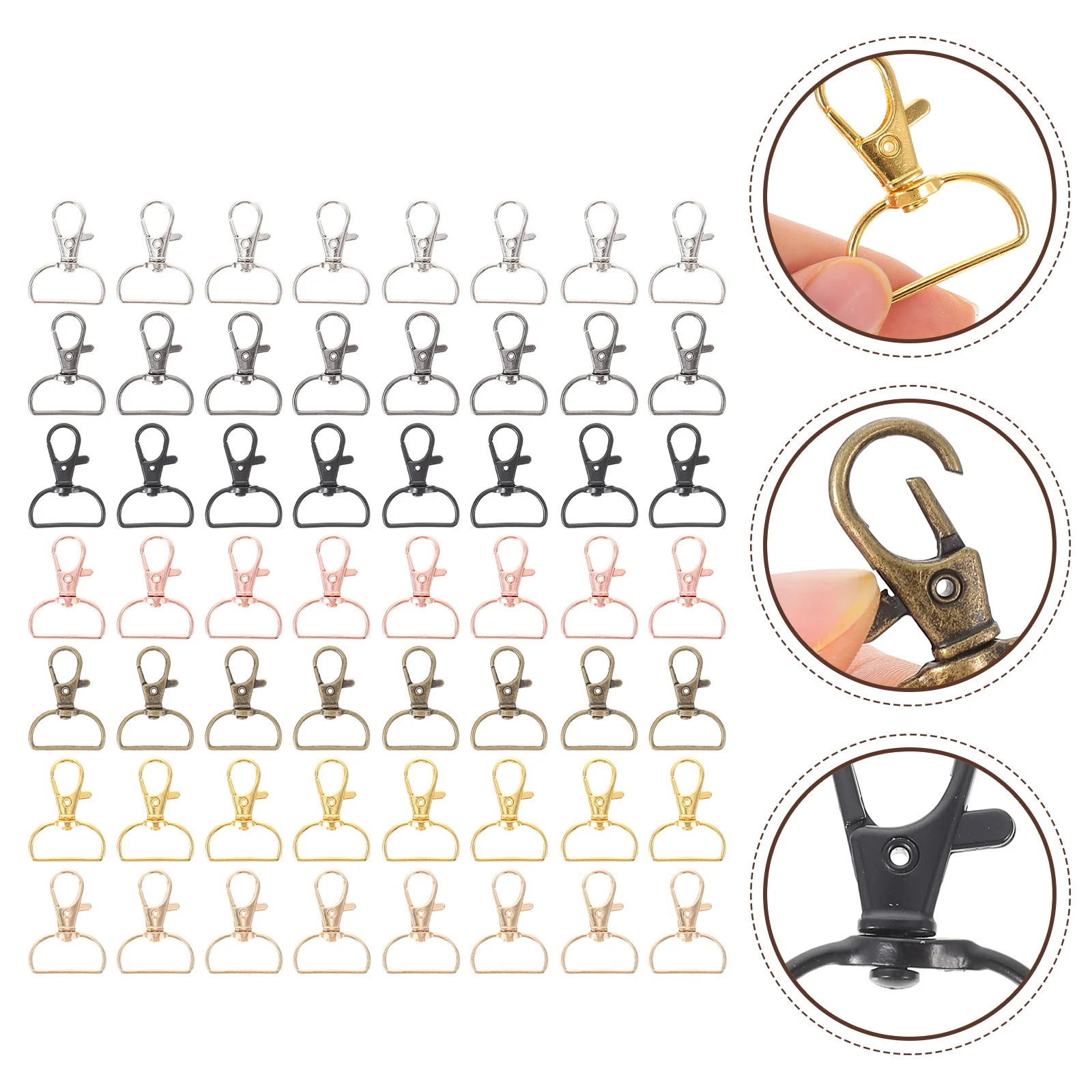 70Pcs Metal Clasp Hooks Durable Lobster Clasps Not Easy to Lose Color Shape for DIY D Lobster Clasp Lanyard Snap Hooks