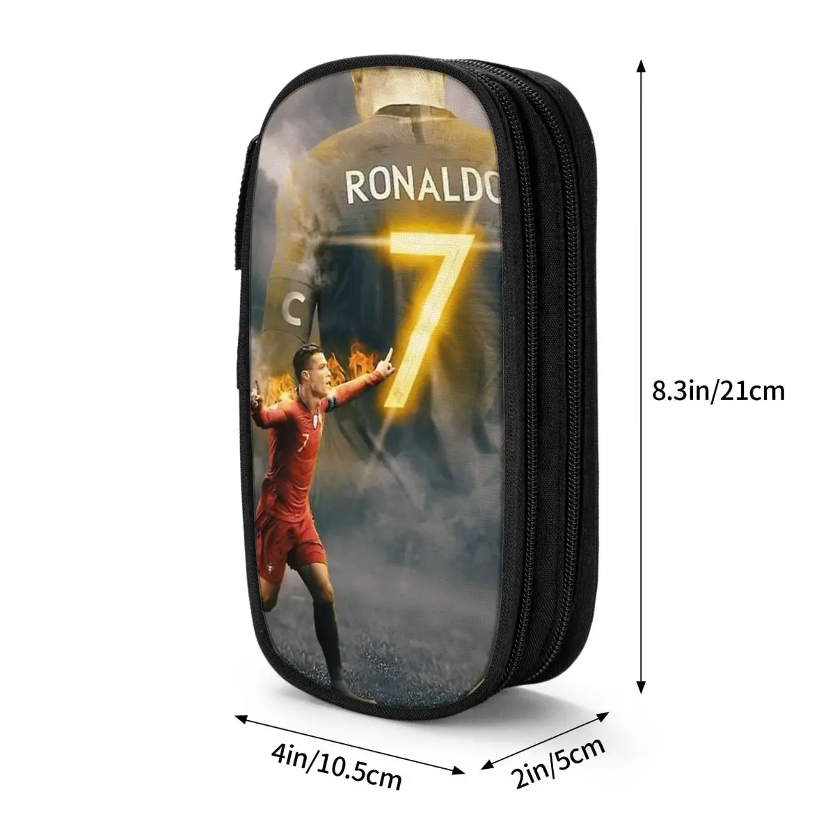 Large-capacity Pencil Case CR7 Cristiano Ronaldos Football Fans Player Office Supplies Double Layer Pencilcase Women Make Up Bag