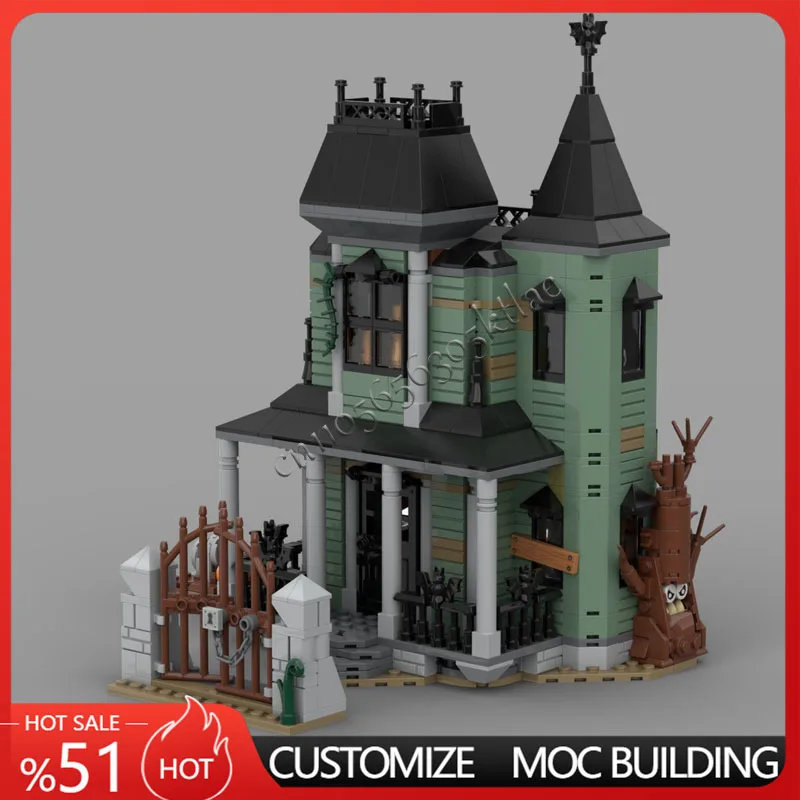 958 Parts MOC Medieval Haunted Mansion Modular Model Building Blocks DIY Sets Education Assembly Bricks Toys Kids Halloween Gift