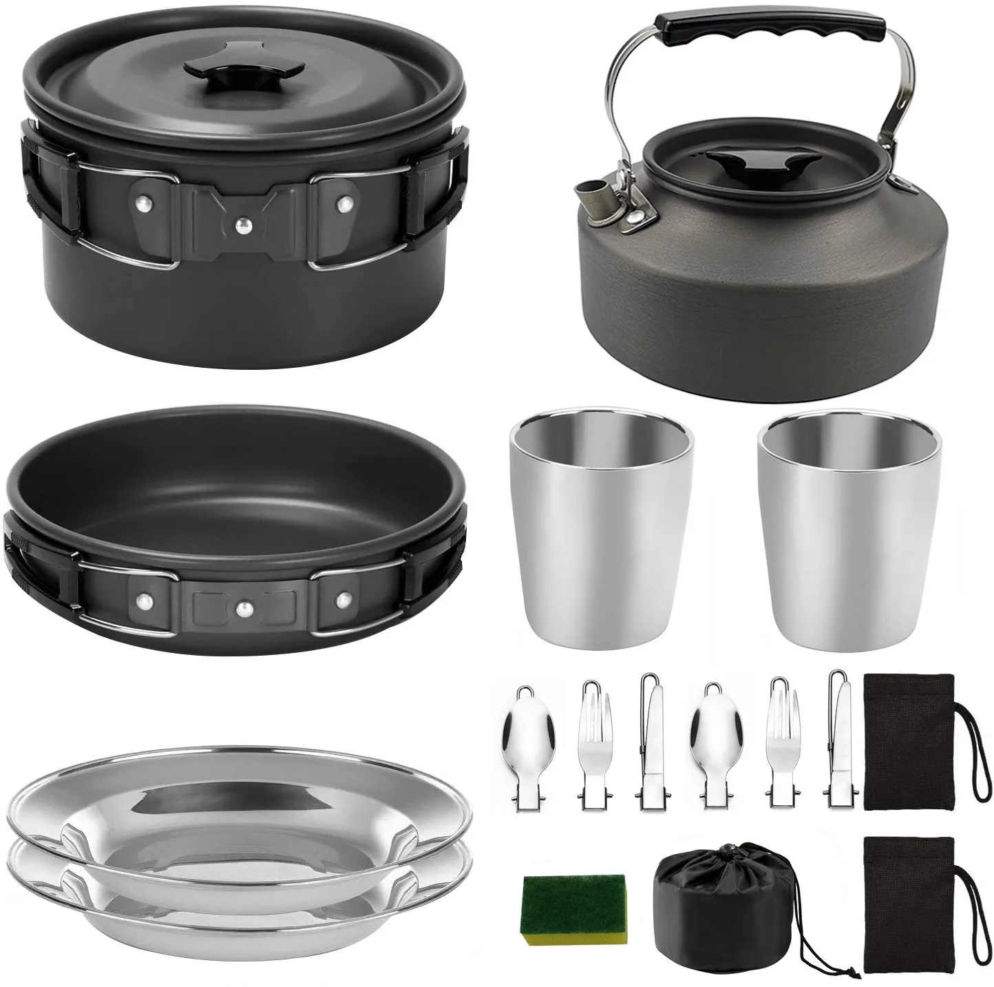 Camping kitchenware set Outdoor aluminum lightweight equipment Camping cooking set Hiking picnic travel supplies