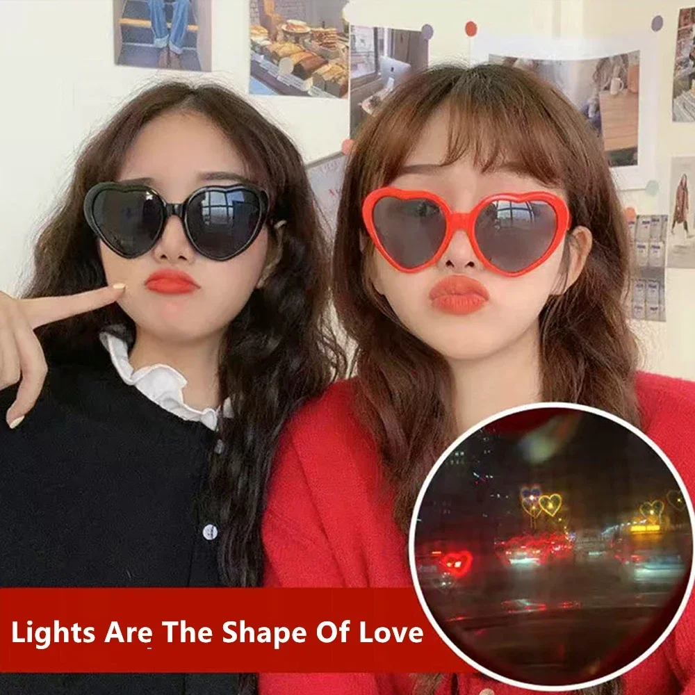 Heart Shaped Love Effects Glasses Watch The Lights Change to Heart Shape At Night Diffraction Glasses Unisex Sunglasses Gift