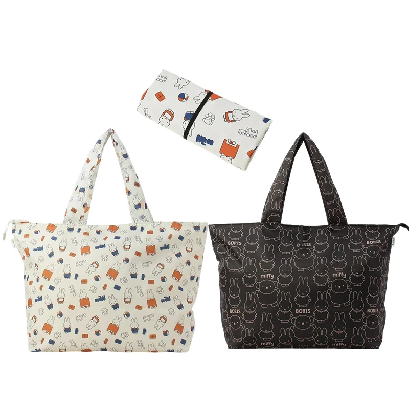 Kawaii Miffy Cute Large Capacity Shopping Bag Single Shoulder Bag Foldable and Portable Storage Bag for Miscellaneous Items