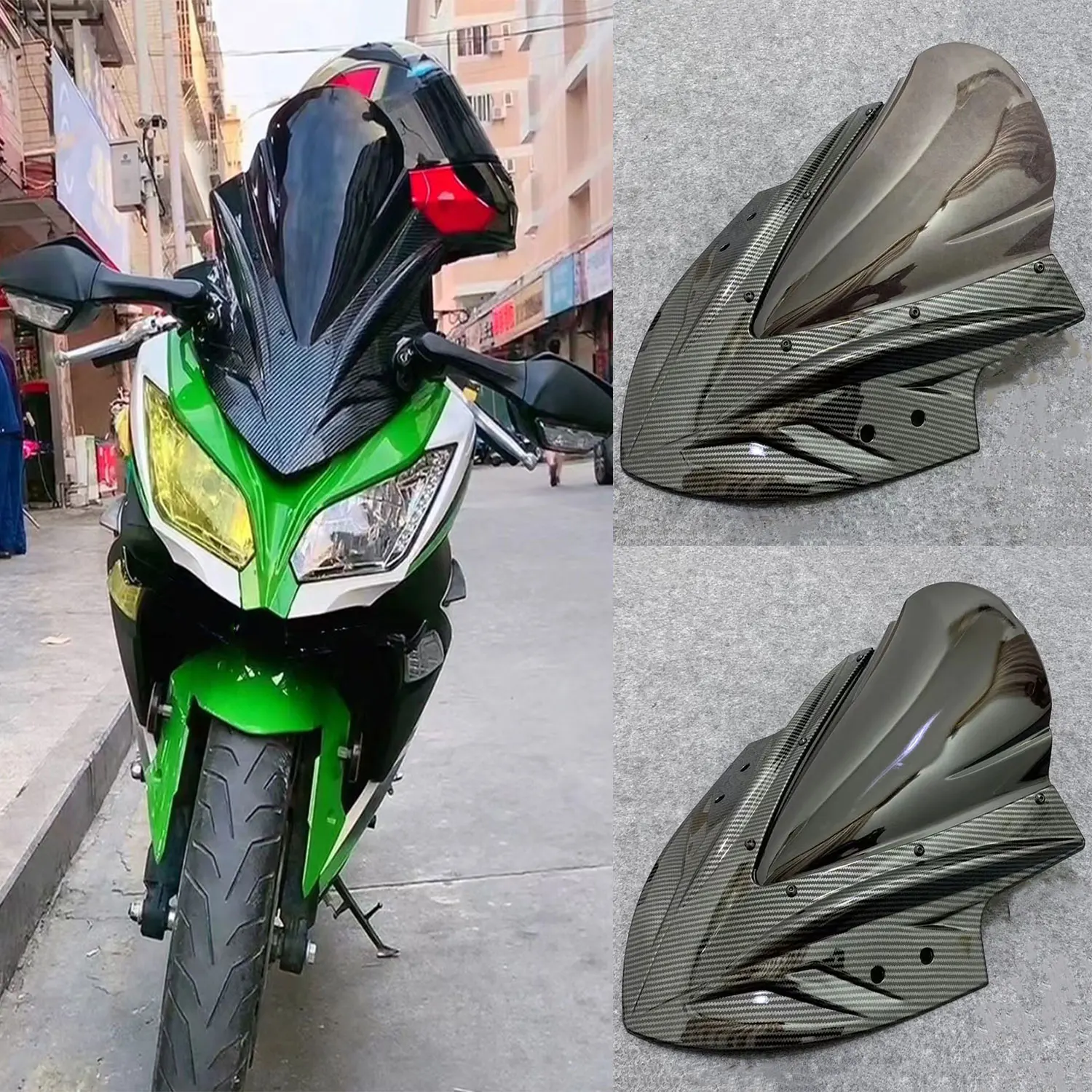 For Kawasaki Ninja 250 NINJA 300 2013 -2023 2024 Ninja 400 Motorcycle Windscreen Screen Wind Deflectors Double Bubble Windshield