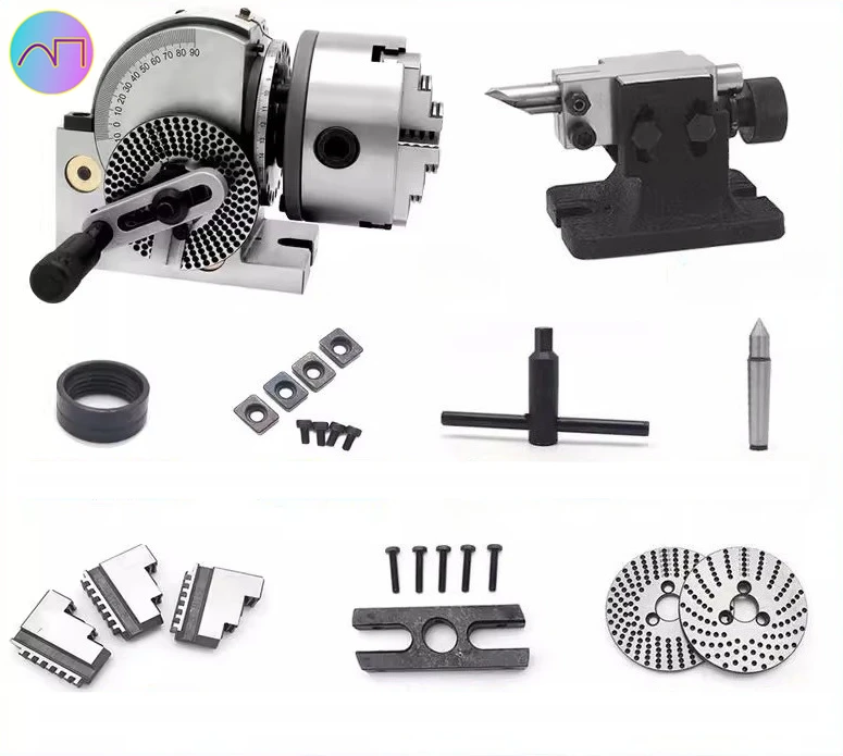 

Universal 4/5/6 Inch Indexing Head for Milling Machines Dividing Head 100 / 160mm 3-Jaw Chuck Cnc Rotary Axis with Cnc Tailstock