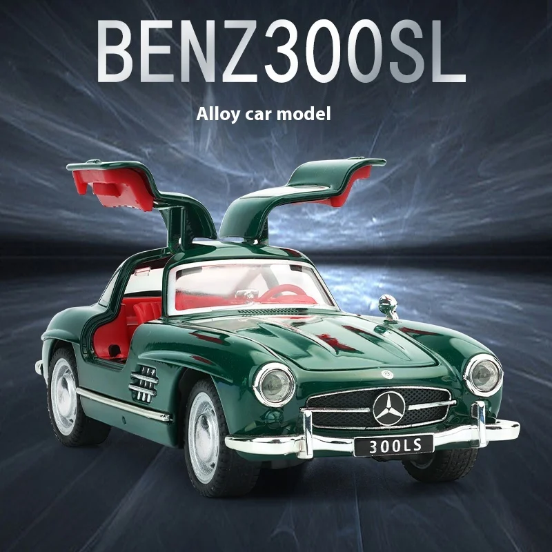 1:32 Mercedes Benz 300SL Classic Car Alloy Car Diecast Model Sound & Light Toy Car Central Control Ornaments Children Toy Gift