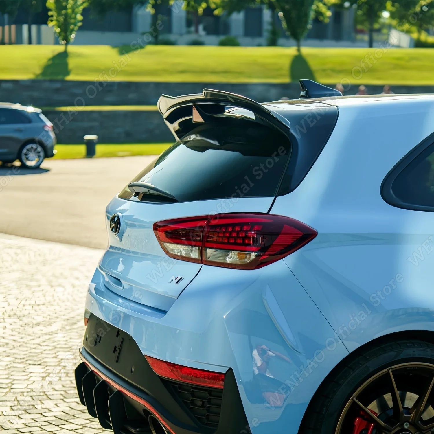 Glänzend Schwarzer Maxton-Style Auto-Heckspoiler für Hyundai I30N MK3 Hatchback 2017-2024 Tuning-Spoiler Karosserie-Kit Tuning