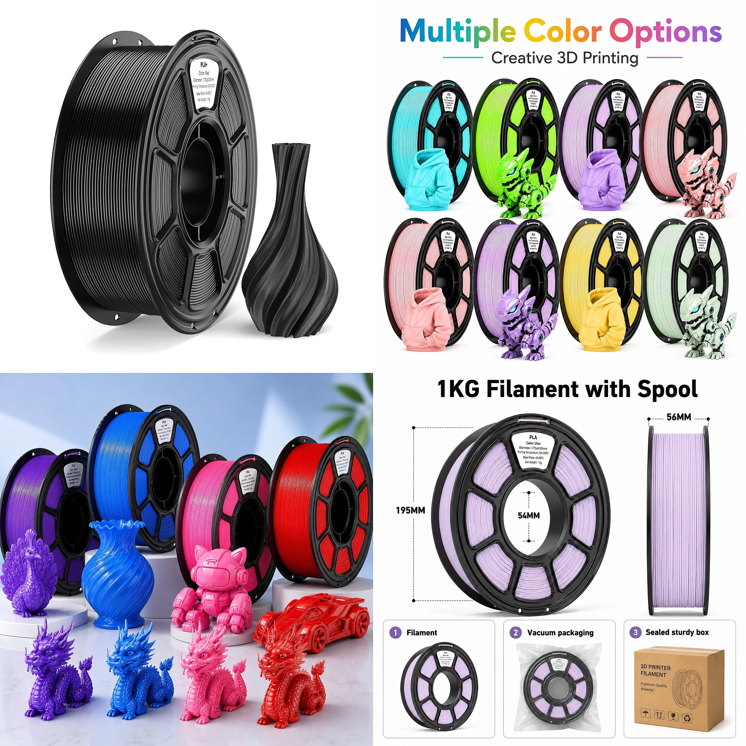3D Printer Filament 1.75mm PLA Strong Layer Adhesion Dimensional Accuracy 0.02mm