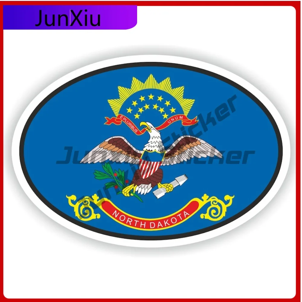 

North Dakota Usa Oval Flag Sticker Waterproof Decals Scratch Cover Decoration Funny Rv Stickers Waterproof Car Window Decals Suv