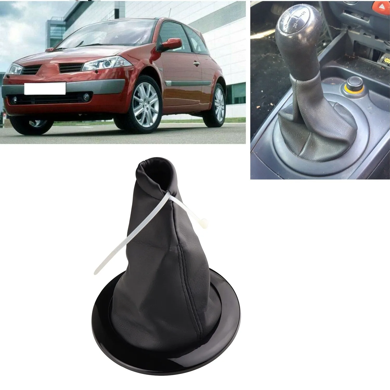 Car Styling Gear Shift Knob Gaiter Cover Boot Frame Trim Dust Cover for Renault Megane 2 MK2 II MK 2 2002-2009 Black