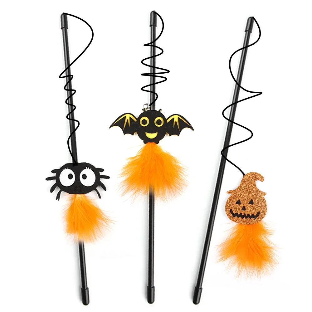 Halloween Feather Teasing Cat Stick Halloween Atmosphere Styling presa in giro Cat Rod Cat Self Hi Toy