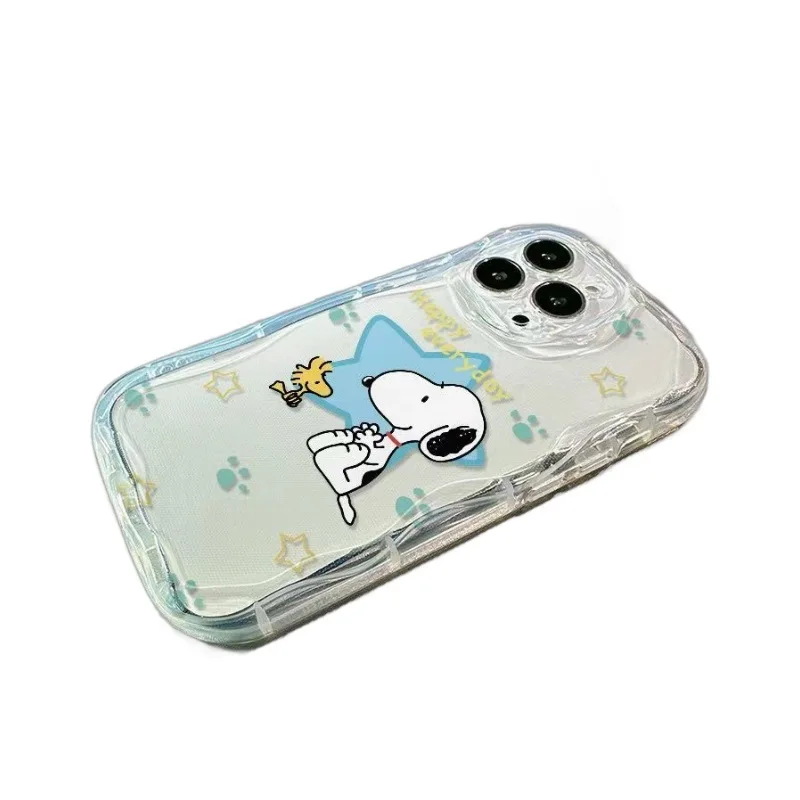 Kawaii سنوبي لينة سيليكون الحالات الهاتف آيفون 16 15 14 13 12 11 X XR XS 7 8 زائد برو ماكس الكرتون شفافة O-one قطع #4