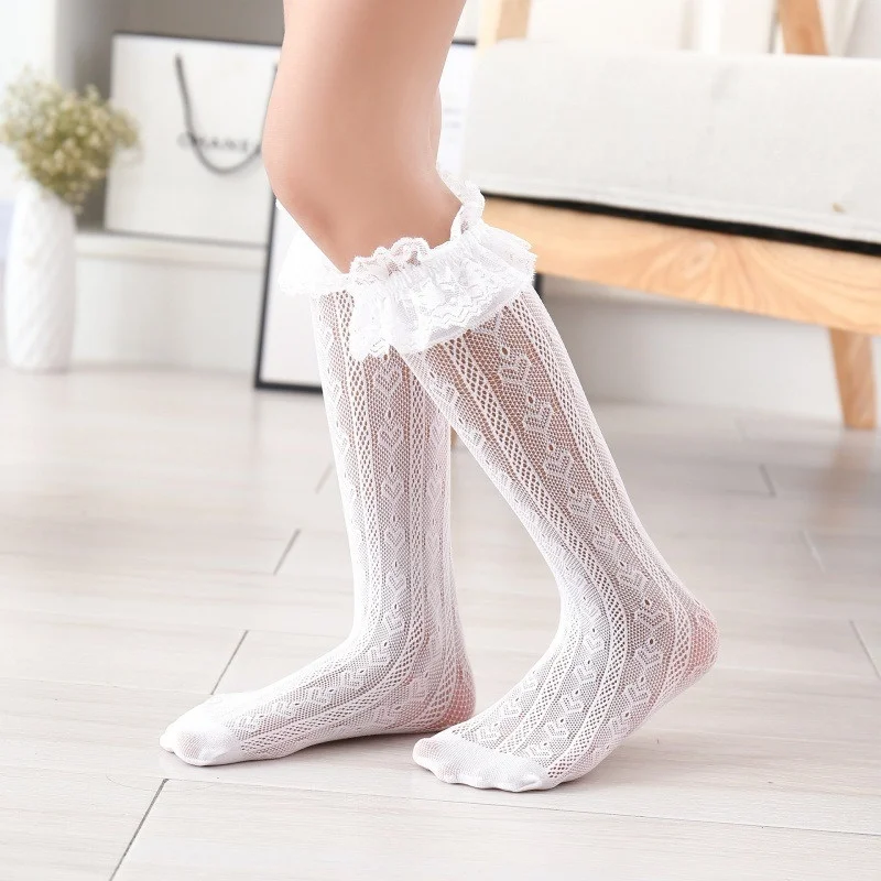 New Arrival Women Lace Hollow Out Princess Insoles Summer Thin Mesh Mid Tube Lolita Insoles Cute Breathable Girls Mesh Long