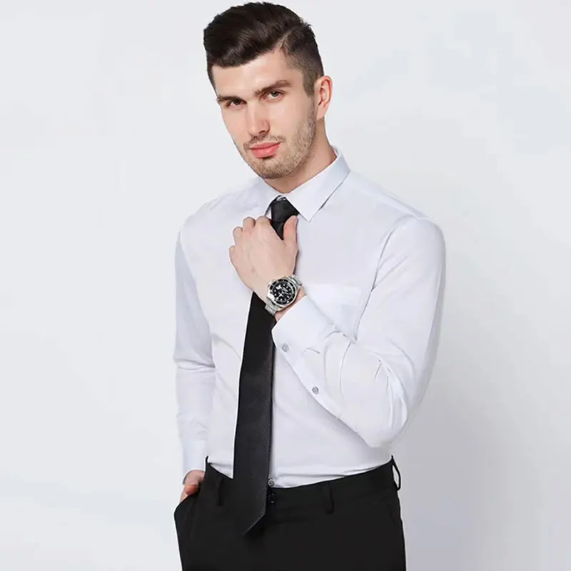 New wrinkle-resistant men\'s shirt long sleeve dress slim-fit free ironing social business formal wear easy to take care of